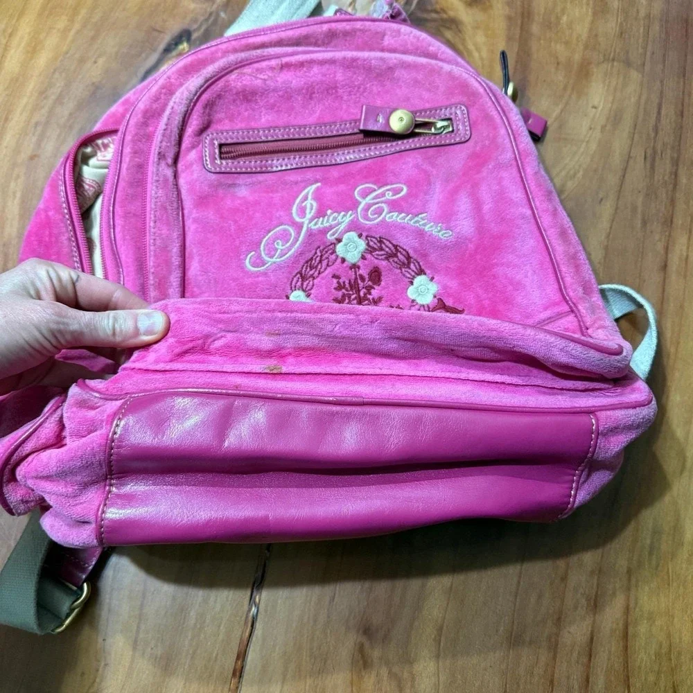 Vintage Y2K Velour Juicy Couture Backpack Bag Embroidered 2000's Velvet